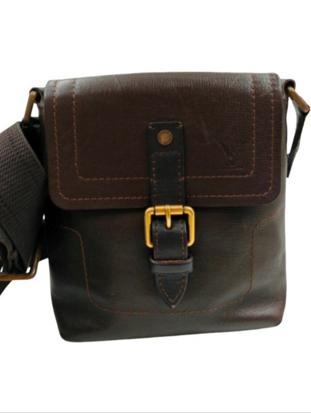 Louis Vuitton Taiga Leather Messenger Crossbody Bag Satchel Vintage